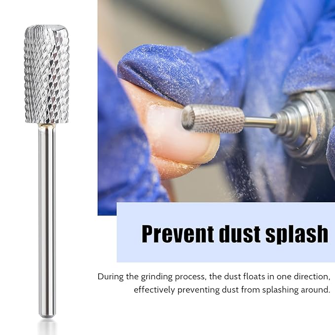 QUNZHAO Nail Drill Bits Dust proof bit Tungsten Steel Fast remove Acrylic or Hard Gel 3/32" Shank - Manicure, Nail Art, Drill Machine (Medium - M, Silver)