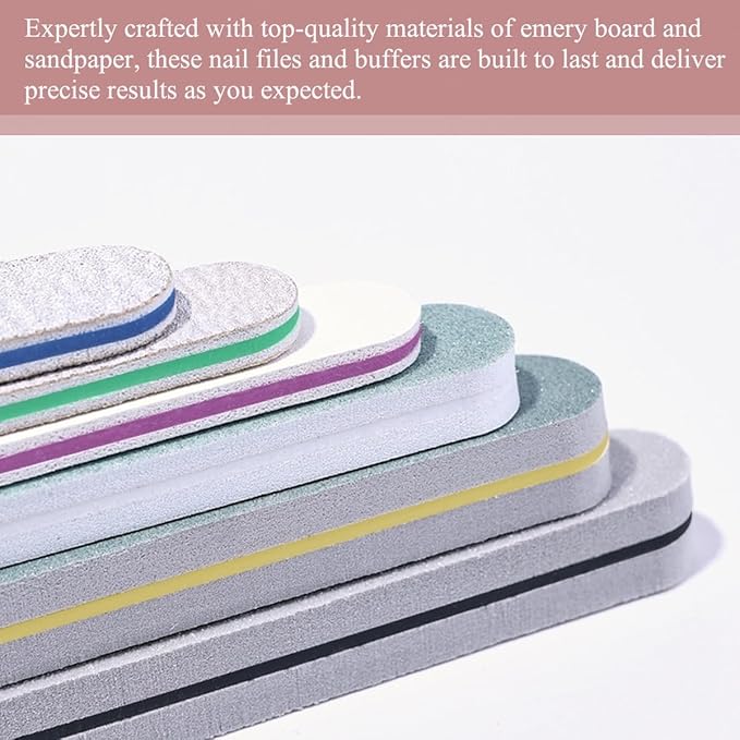 6pcs Nail File Nail Buffers for Natural Nails, Emery Boards for Nails, Nail Buffer and Shine Kit Nail Filer, Nail Buffer Block 100/180 Grit Nail Files Fingernail Files