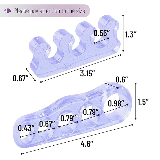 Dr. JK- ToePal Gel Toe Separator, 4 Pairs, Toe Spacers, Bunion Corrector, Blue & Purple, Christmas Gifts