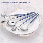 VANVRO Mirror Silver Blue Silverware Set, 20-Piece Stainless Steel Flatware Set - Image 3