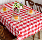 ShinyBeauty Checked Tablecloth Rectangle 54x80-Inch Red and White Buffalo Plaid - Image 4