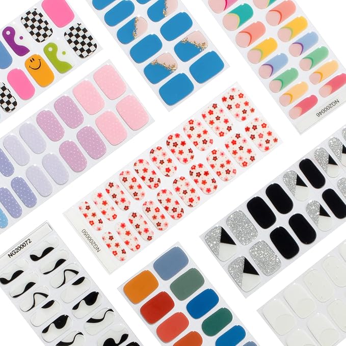 MOMSON Semi Cured Gel Nail Strips - 20 Real Gel Nail Polish Stickers/Full Nail Wraps - Art Manicure Kits for DIY at Home, Salon-Quality, Easy to Apply & Remove (Transparent, White Star)