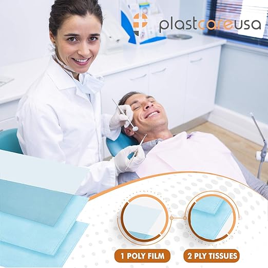 Disposable Dental Bibs 13"x18" - 3 Ply Waterproof Tattoo Bib Sheet for Patients - Dentist or Medical Tray Cover and Nail Table Cover Supplies, Gray