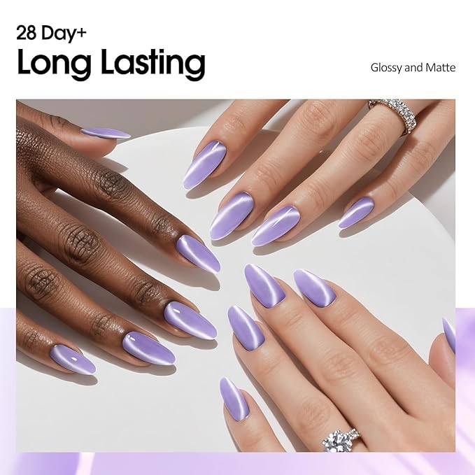 VENALISA Cat Eye Gel Nail Polish 1 Pcs 10ML Shimmer Purple Glitter Magnetic Gel Polish Soak Off Salon Manicure DIY at Home Nail Art For Girls Women