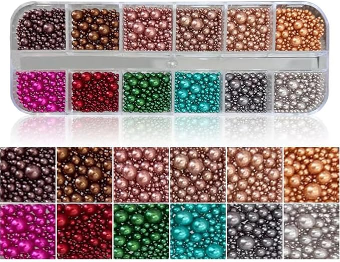 0.8mm Caviar Beads for Nails 6 Sizes Mini Small Stainless Steel Beads Nails Art Decorations Gun Grey DIY Tool Studs Accessories Gold Charms for Nails (Green)