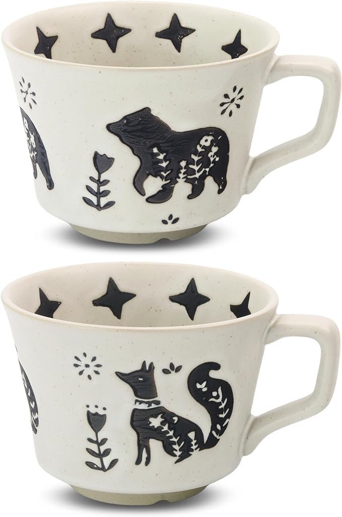 11 oz Ceramic Coffee Mug, Stoneware Teacup by LINVIA