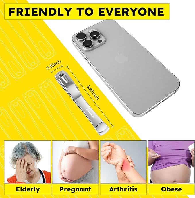 Nail Clippers for Seniors, 360 Degree Rotary Fingernail and Toenail Clippers with Long Handle Ultra Sharp Sturdy Stainless Steel Heavy Duty Large Toe Nail Clippers for Thick Nails Built-in Nail File
