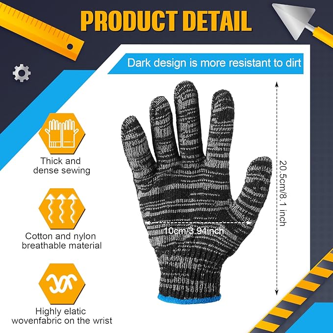 Sureio 100 Pairs Cotton Gloves Hand Cotton Liners Safety Knitted Polyester Gloves for BBQ Roping Men Women