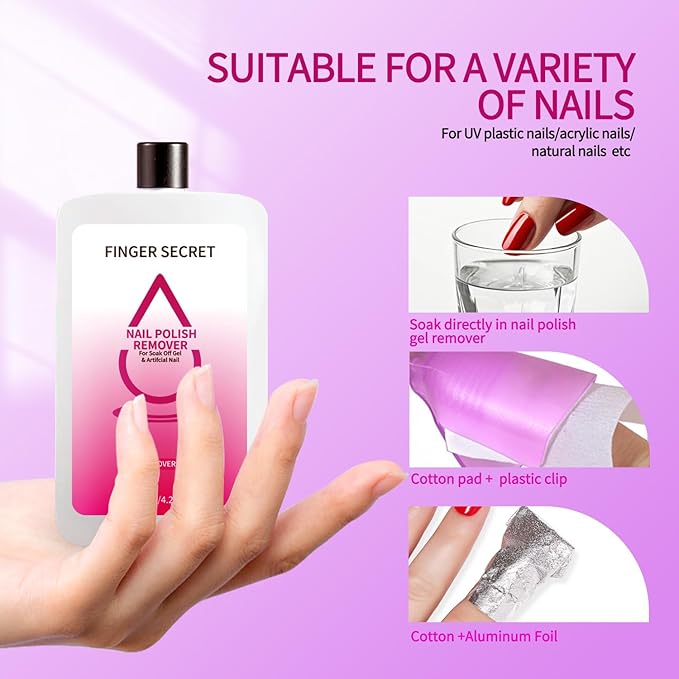 FINGER SECRET Nail Remover Polish 120ml,Gel Nail Remover Polish,Professional Gel Polish Remover for Nails Quickly & Easily & Effectively Remove Gel Polish