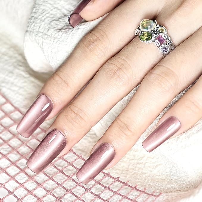 JODSONE 16.5ml Cat Eye Gel Nail Polish Light Brown Single Colors for Holographic Glitter Cat Eye Reflective Translucent Need U V Lamp