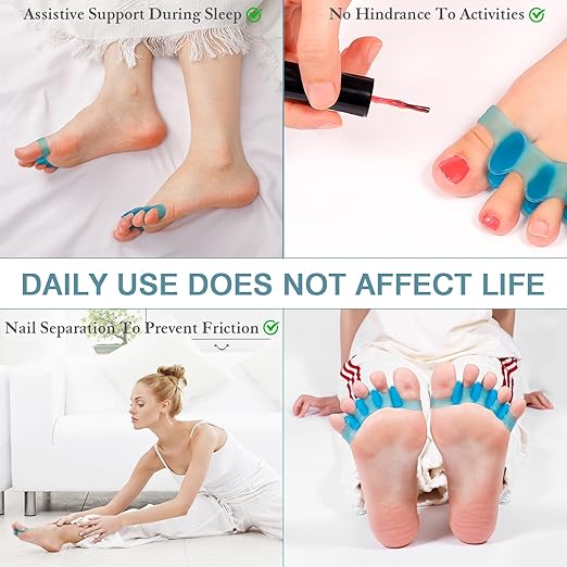2PCS Toe Spacers for Women and Men, Toe Separators for Pedicure, Bunion Corrector, Hammer Toe Straightener, Plantar Fasciitis, Toe Spreaders for Foot Pain Relief and Foot Health.