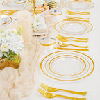 WELLIFE Clear and Gold Plastic Plates, Dinnerware Set - Image 2