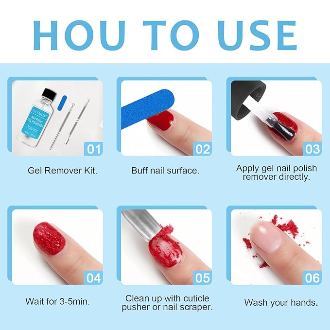 Quick Gel Nail Polish Remover Kit, Easy Remove Gel Polish in 3 Minutes, Safe for Natural Nails with Nail Tools, No Need Soaking or Wrapping, Gel Remover for Nails, Larger Size (60ml)
