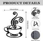 Oubasa Metal Coffee Cup Wall Decor, Minimalist Cafe Themed - Image 3