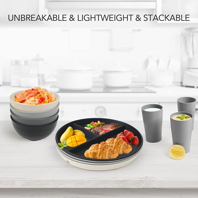 10 Inch 4PCS Unbreakable Portion Control Plates, Divided Plates - Image 5