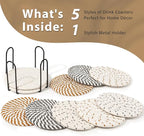 10 Pcs Drink Coasters with Holder, 5 Colors Absorbent Coasters - Image 2