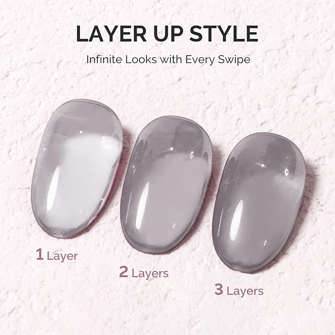 MelodySusie Jeweliver Jelly Gel Polish, 0.5Fl Oz Dark Gray Gel Nail Polish Sheer Neutral Translucent Nude Soak Off UV LED Light Cure Gift for Women Nail Art Manicure DIY at Home JM30