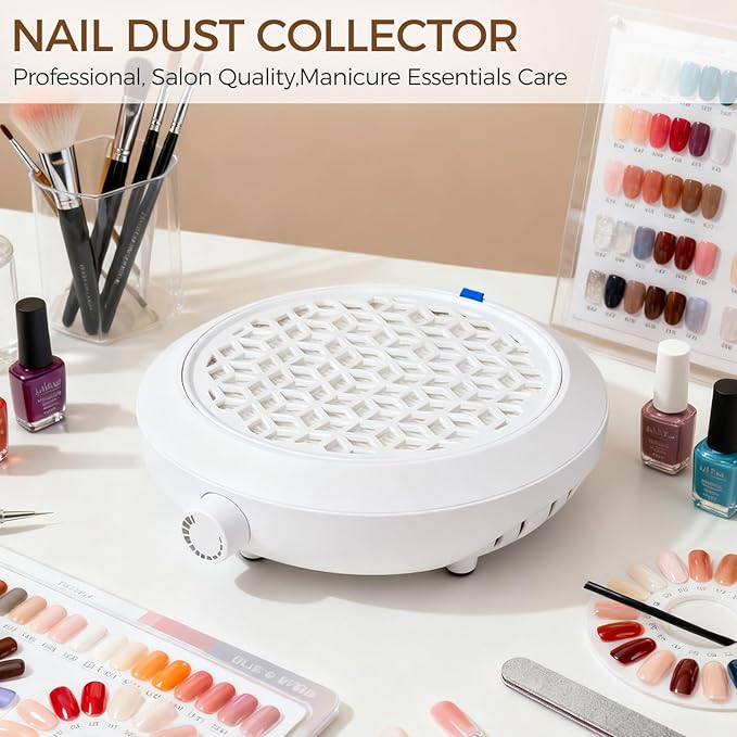 Nail Dust Collector,Powerful Vacuum with Reusable Filter Stepless Speed Adjustment Vacuum Fan Dust Collector, Nail & Foot Care Polishing Tool, for Beginners and Professional Nail Salons