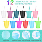 24 Pcs Plastic Tumblers with Lids and Straws, Reusable Cups with Lids Plastic - Image 3