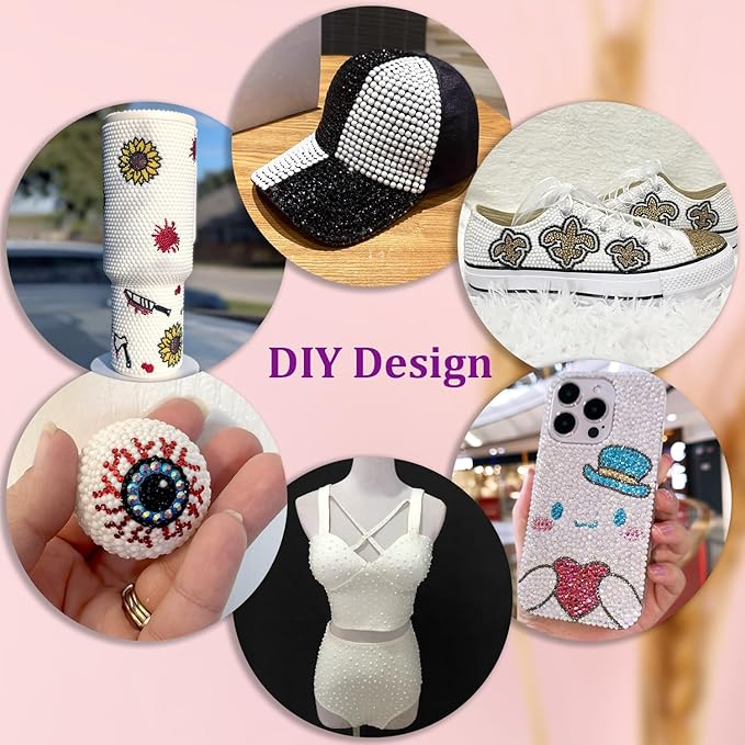 30000Pcs Resin Rhinestones for Bedazzling with Tweezers, White Rhinestones for Crafting with B7000 Jewelry Glue for DIY Crafts Clothing Tumblers Shoes Fabric Nail Art