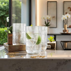 Glaver's Drinking Glasses, Highball Glasses, 17 Ounce Thick Embossed Designed - Image 4