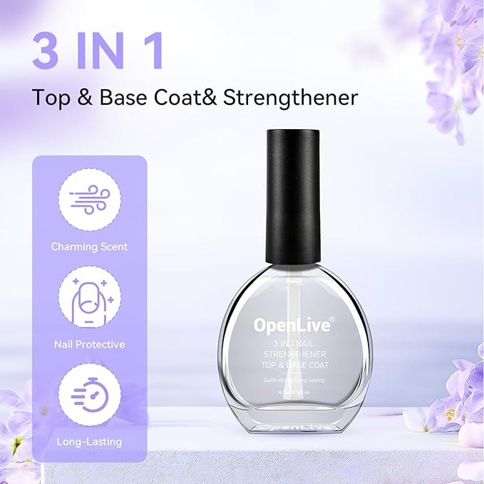Perfume Nail Strengthener 3 IN 1 Quick Dry Nail Polish Strong Repairs Damaged Nail Hardener Long Lasting Shine for Nail 16.5ml