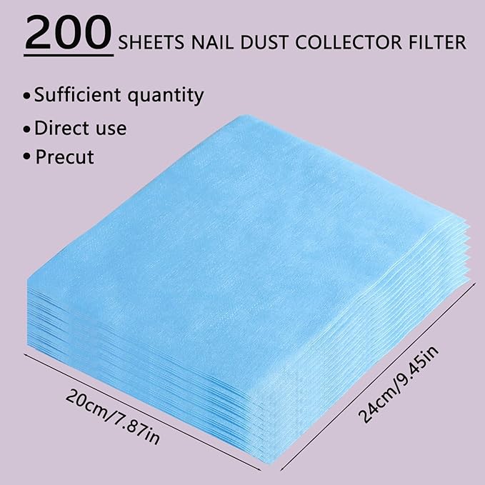 200 Sheets Nail Dust Collector Filter Paper Disposable Nail Dust Filters for Most of Nail Dust Collector Machine Nail Vacuum Dust Collector for Nail Salon Nail Spa Nail Tech Nail Supplies Accessories