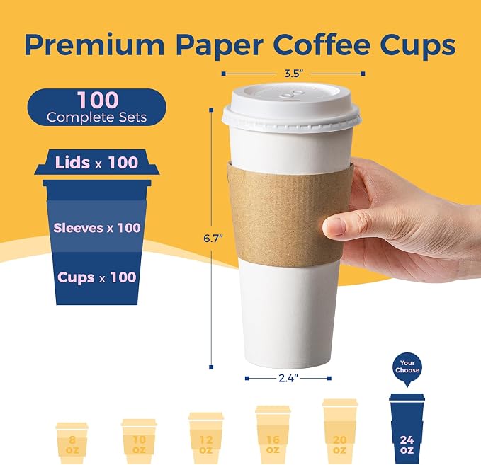 Fit Meal Prep 100 Pack 24 oz Disposable Coffee Cups - Image 2