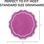 Drink Coasters Set of 6, 6x6 inch, Absorbent Linen Drink Mats - Image 3