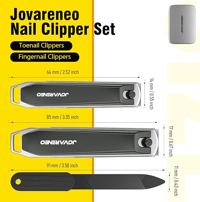 Nail Clipper Set,Premium Stainless Steel Fingernail and Toenail Clipper Cutters with Nail File and Catcher, Sharp Effortless Nail Clippers Tools for Men & Women