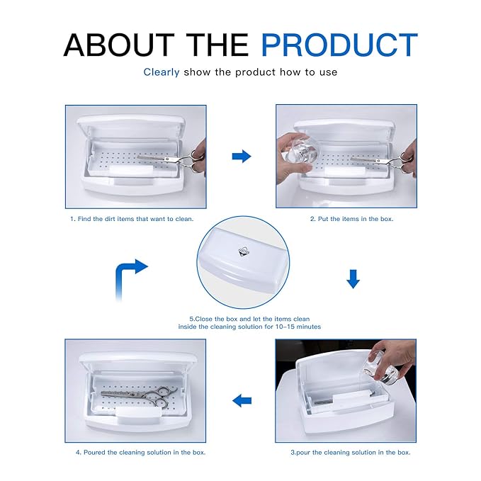 Plastic Sterilizing Tray,Tool sterilization box,Nail Tools Plastic Sterilizing Box Beauty Tool Sterilizing Tray Disin-fection Box,Tweezers,Hair Salon,Spa & Cutter Manicure Equipment-(White)
