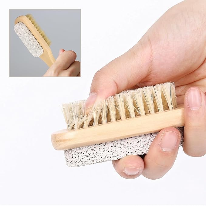 Wooden Nail Cleaning Brush, for Scrubber Hand Fingernails and Toenail As Well As (Pumice) Ankle Exfoliation (2 Pack)