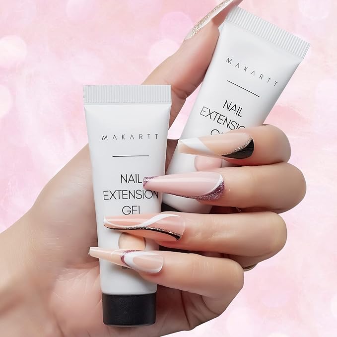 Makartt Poly Nail Gel Set: 4 Nude Pink 15ML, Strong Builder for Extension Strengthener, Long Lasting, Neutral Classic Colors French Manicure Kit Salon Supplies At Home