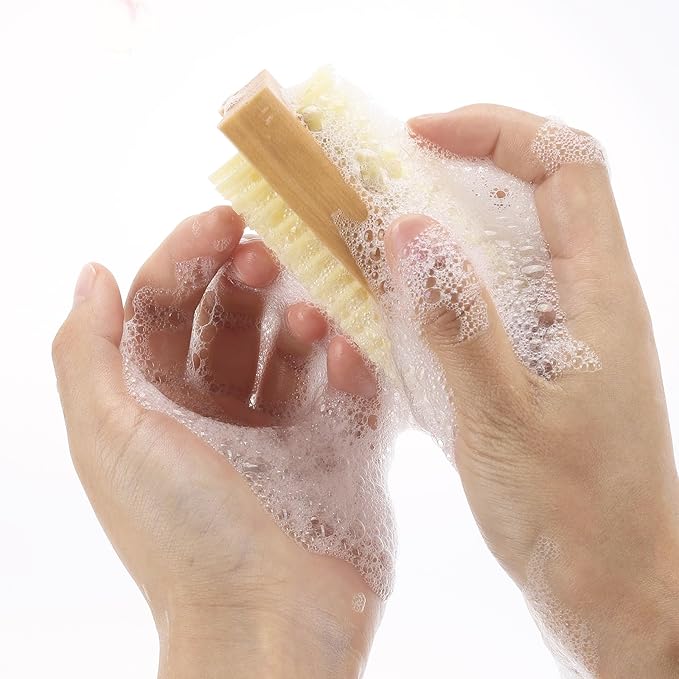 Nail Cleaning Brushes Wood for Fingernails 2-Sided Non-Slip Brush Wooden Nail Brushes 5 Pack
