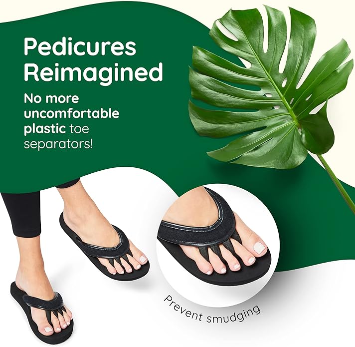 Pedi Couture Pedicure Sandals with Built In Toe Separators for Women - Comfortable Spa Style Flip Flops for Home, Salon, Yoga & Gym Use