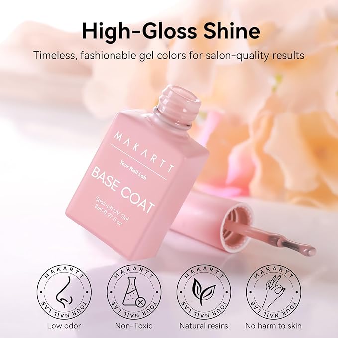 Makartt Rubber Base Gel Polish: Natural Nude Fall Winter 8ML Soak Off UV LED Foundation Gel for Salon DIY Nail Art Designs Home(Sun-Kissed Sands)