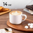 GBhome 14 OZ Coffee Mugs Set of 6, Stackable Matte White Coffee Cups Set | - Image 2
