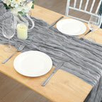8 Pack Grey Cheesecloth Table Runner 120 Inch Boho Wedding Decor | Cheesecloth - Image 7