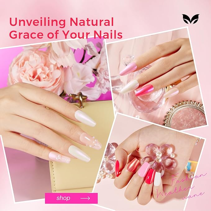 Morovan Pink Nail Polish Set: Pearl White Light Coral Pink Fingernail Polish Kit Shimmer Sparkle Air Quick Dry Glossy Nail Pack for 2025 Nail Art Manicure Holiday Gift Party for Women