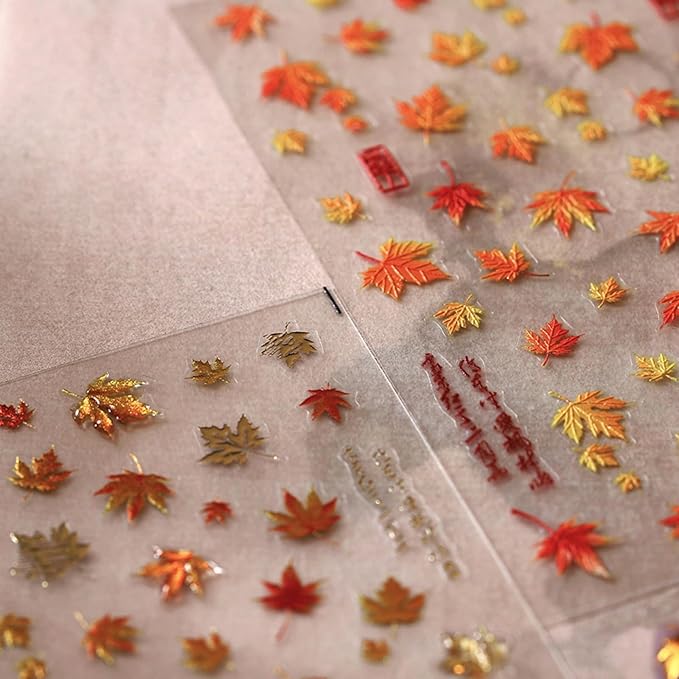 Fall Nail Art Stickers 5D Self-Adhesive Jelly Nail Decals Autumn Leaf Nail Stickers Maple Leaf Nail Art Supplies Cute Fallen Leaves Manicure Slider for Women Thanksgiving Day Acrylic Nails Decoration