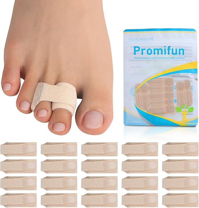 20 Pack Hammer Toe Corrector Toe Splint for Broken Toes,Brace Orthopedic Separator, Cushioned Bandages, Heal Wrap Toe Straighteners for Crooked Toes（Brown）