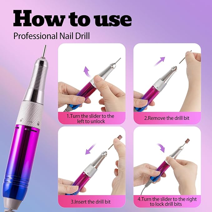 Electric Nail Drill Machine 35000RPM Professional Portable Nail File Cordless Rechargeable Nail Efile for Acrylic Gel Nails Manicure Pedicure Polishing Shape Tools for Salon Home Use Nail Drill(Blue)