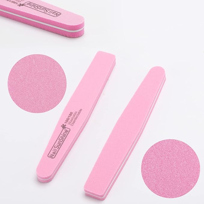 35 Count 100/180 Grit Nail Files and Buffers Set, Double Sided Emery Boards Washable Buffing Blocks for Natural Nails and Acrylic Nails