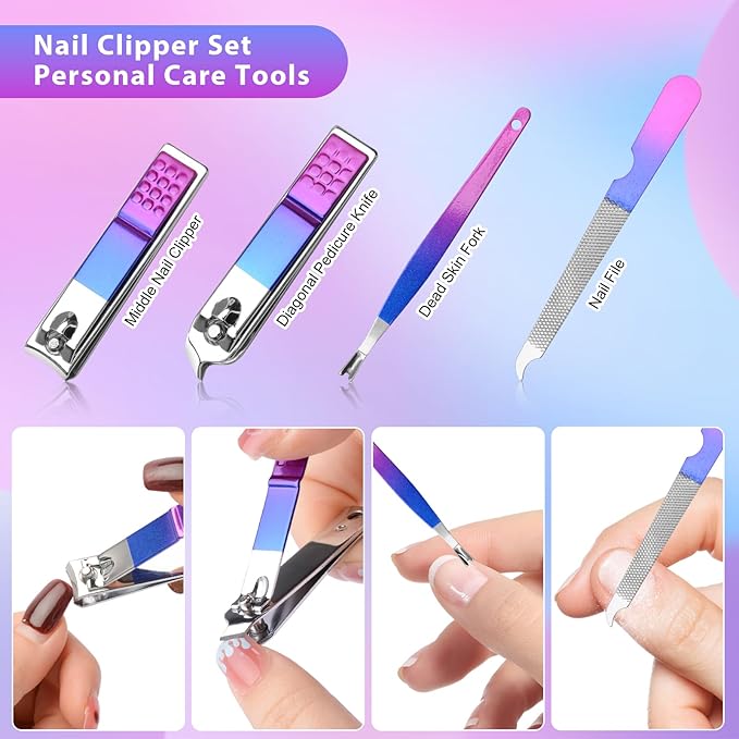 CGBE Manicure Set Nail Clippers Pedicure Kit Men Women Grooming kit Manicure Professional Nail Care Tools Gift 12Pcs with Luxurious Travel Case