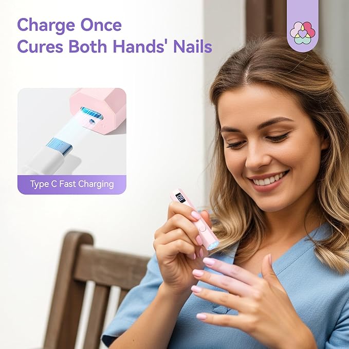 SAVILAND Essentials UV Light for Gel Nails: Flash Cure Lamp Nail Dryer with Dual Timer Setting LCD Display Screen Rechargeable Mini Gel Nail Lamp Nail Tech Must Haves Nail Supplies for Manicure