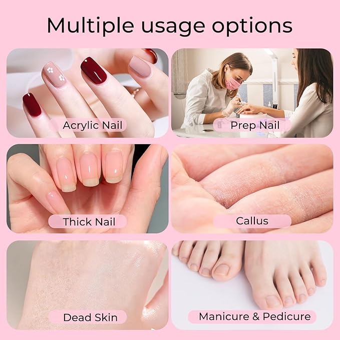 INNOLIFE 250Pcs Sanding Bands for Nail Drill, Nail Drill Sanding Bits, 5 Color Coarse Fine 80#120#150#180#240# Grits for Acrylic Nails, Manicures, and Pedicures Tools