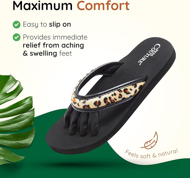 Pedi Couture Pedicure Sandals with Built In Toe Separators for Women - Comfortable Spa Style Flip Flops for Home, Salon, Yoga & Gym Use