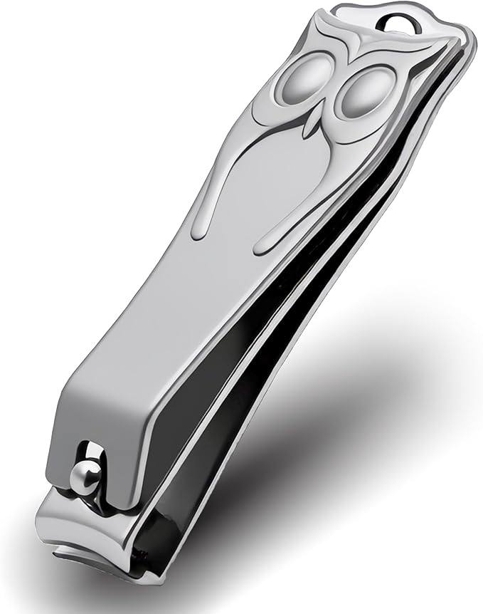 Stainless Steel Owl Toenail Clippers - Extra-Large Non-Slip Handle for Precise Trimming - Suitable for Men, Women and The Elderly - Professional-Grade Household Nail Clippers - Silver