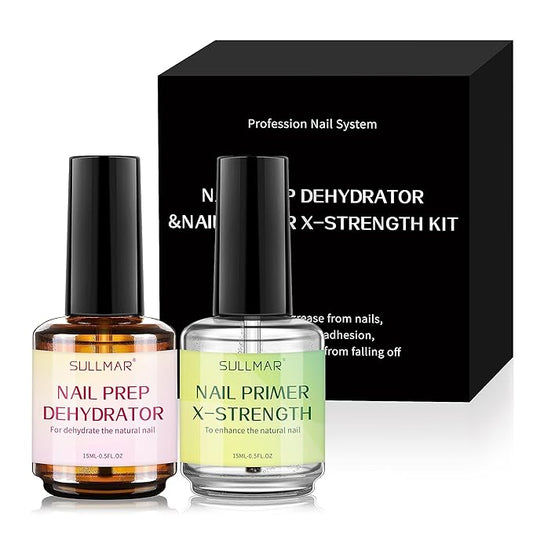 Nail Prep Dehydrator & Nail Primer X-Strength Kit, Profession Nail System Enhance Nail Bonding for Acrylic Nails