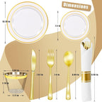 Zcaukya 350 PCS Gold Plastic Dinnerware Set - Image 2